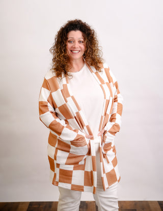 Checkered pattern cardigan