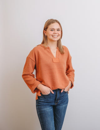 Rough hem knit top