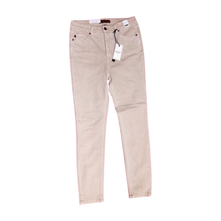 Judy Blue High Waist Tummy Control garment dyed jeans in the color bone.