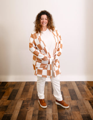 Checkered pattern cardigan