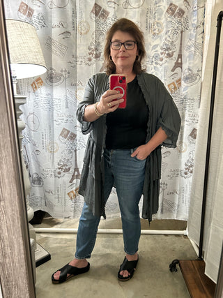 Double Ruffled Open Cardigan