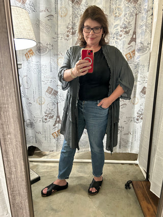 Double Ruffled Open Cardigan