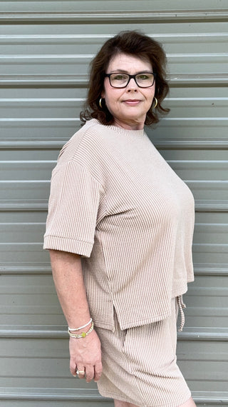 Corey Corded Rib tee and short set
