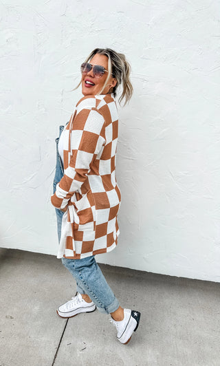Checkered pattern cardigan