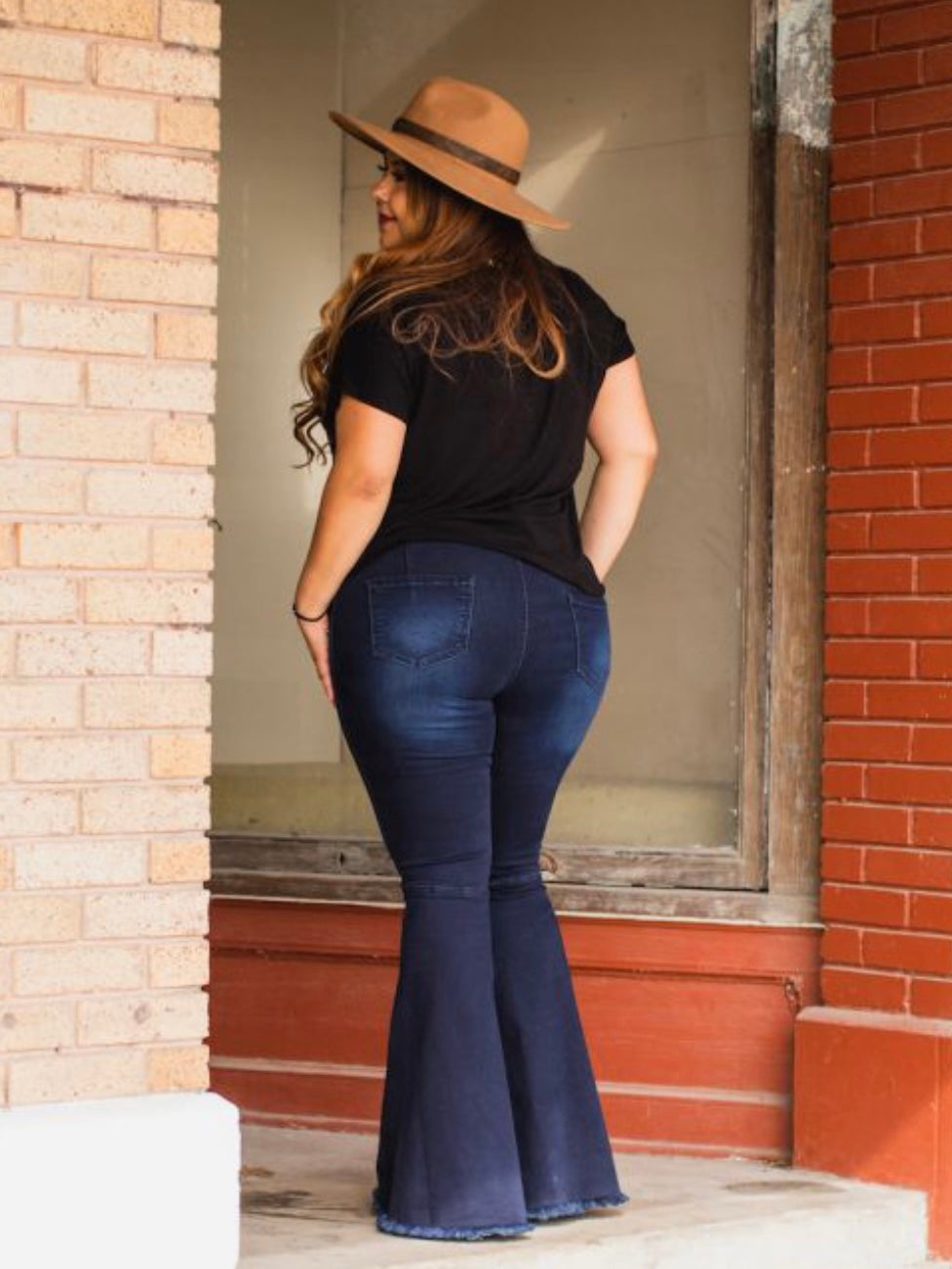 Dark Wash Distressed Extreme Flare Jeans