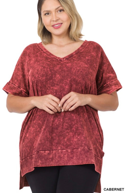 Mineral Wash V-Neck Shirt