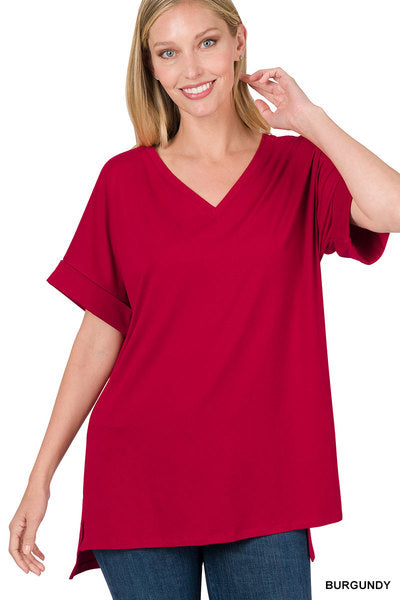 Rolled Sleeve Top