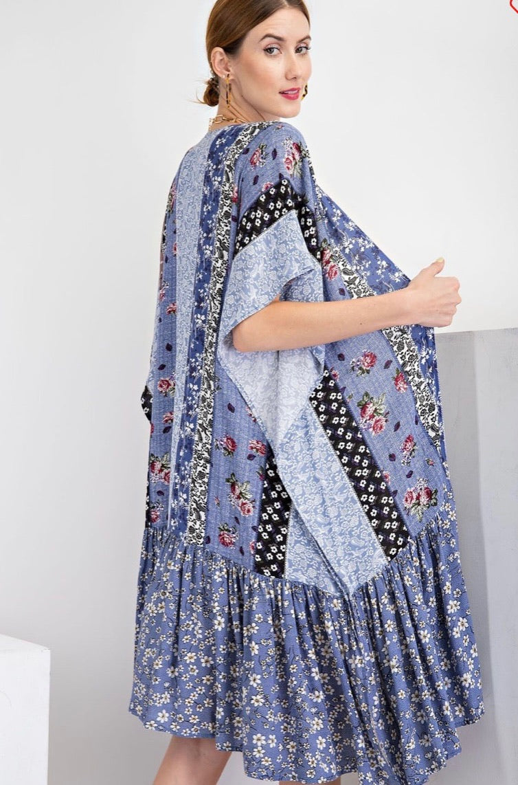 Blue Mix N Match Maxi Kimono