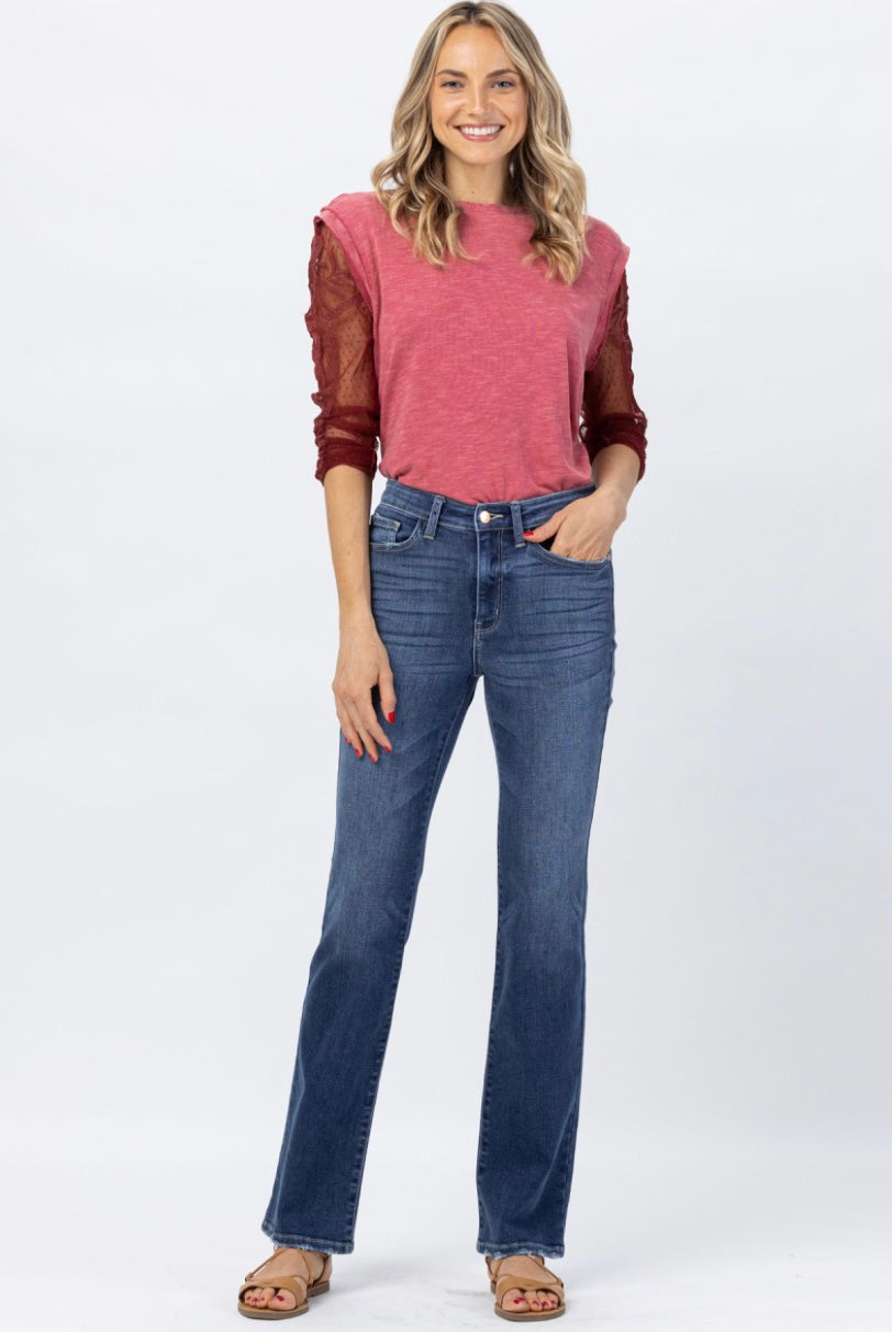 Hi-Waisted Bootcut Jeans