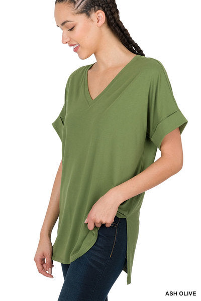 Rolled Sleeve Top