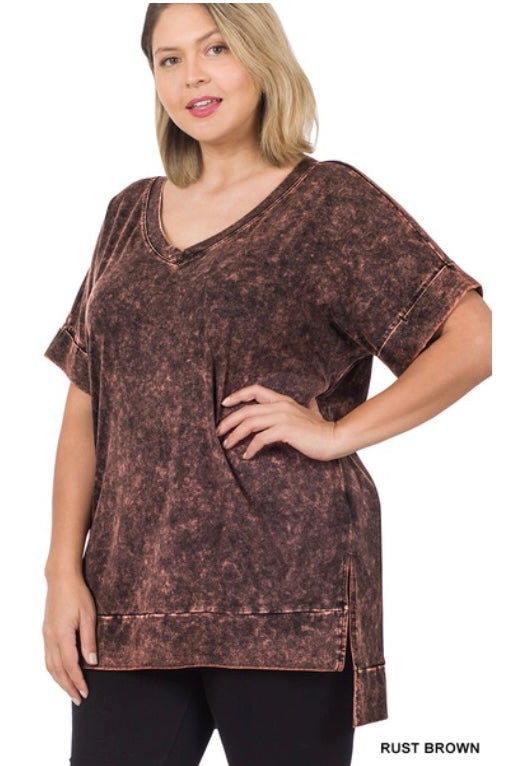 Mineral Wash V-Neck Shirt