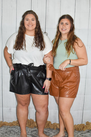 Faux leather shorts