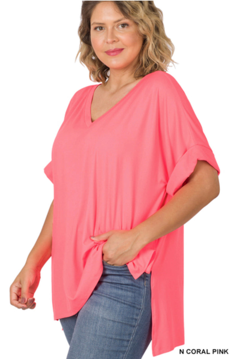 Rolled Sleeve Top