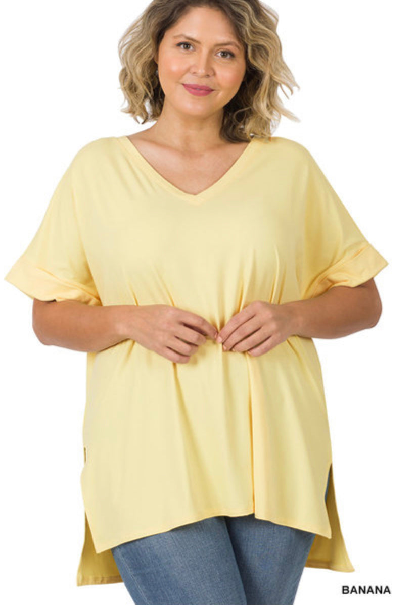 Rolled Sleeve Top