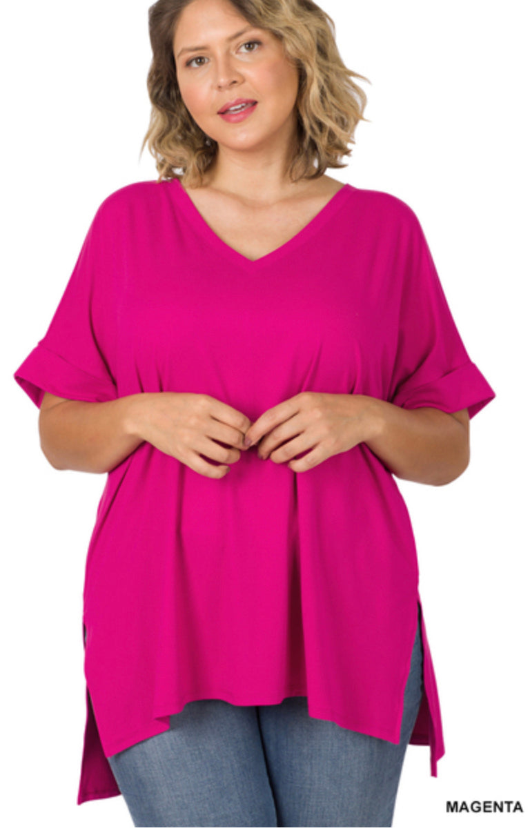 Rolled Sleeve Top