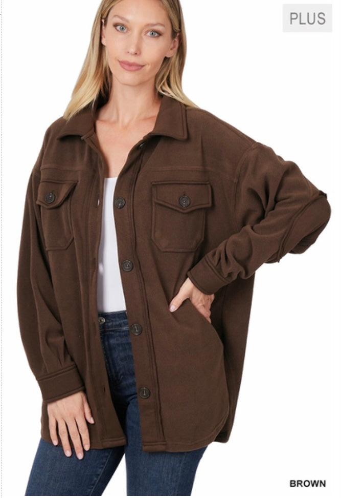 Oversized Basic Fleece Shacket
