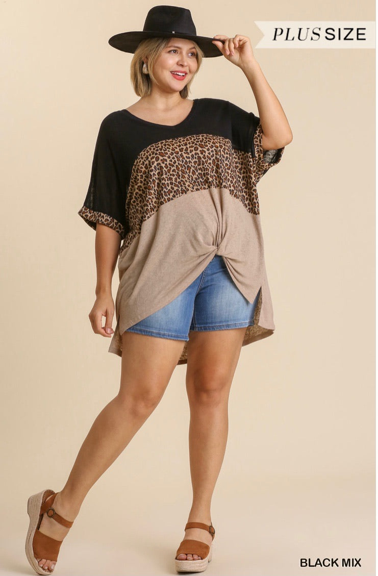 Linen Color Block Top