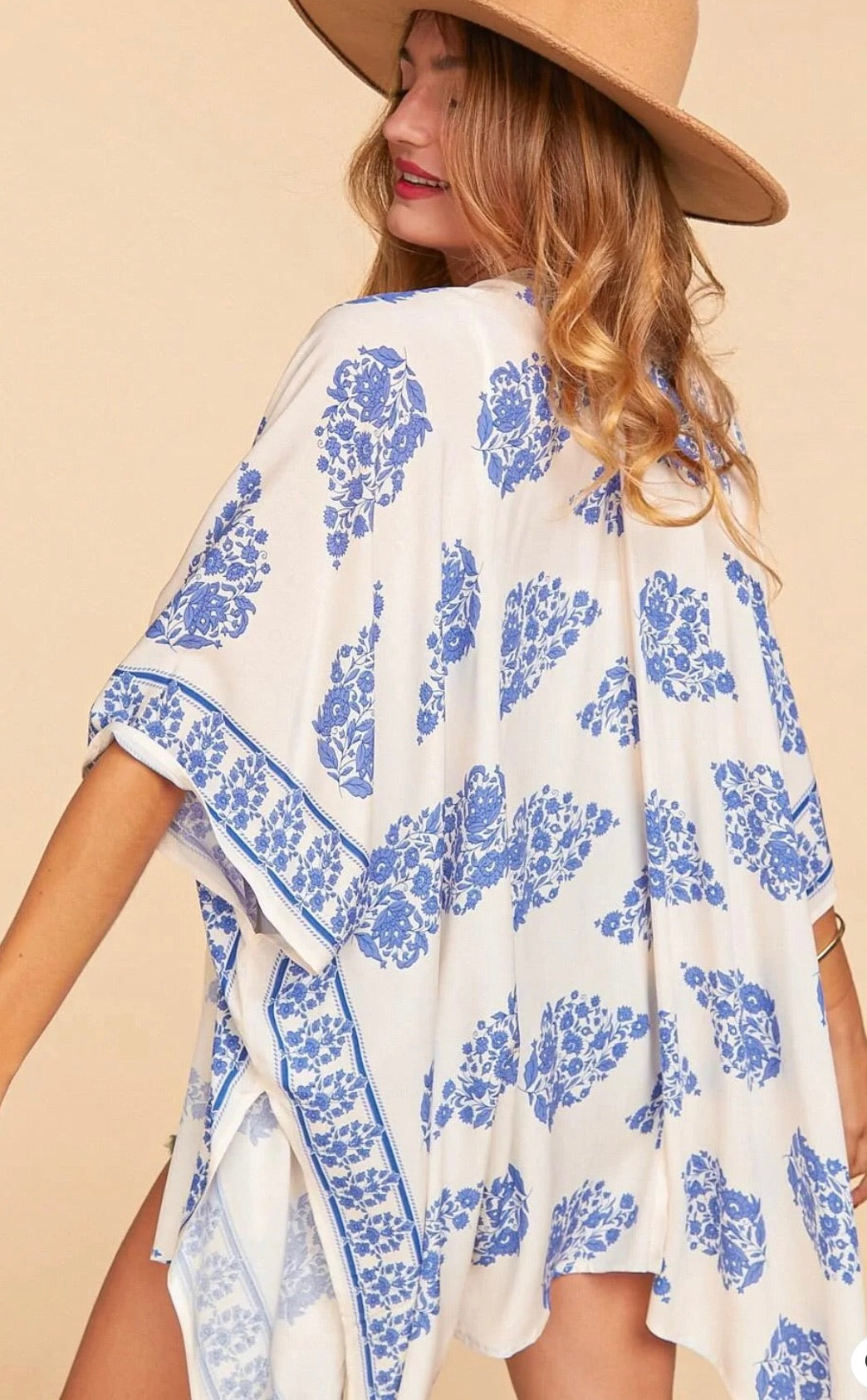 Ivory Blue Rayon Kimono
