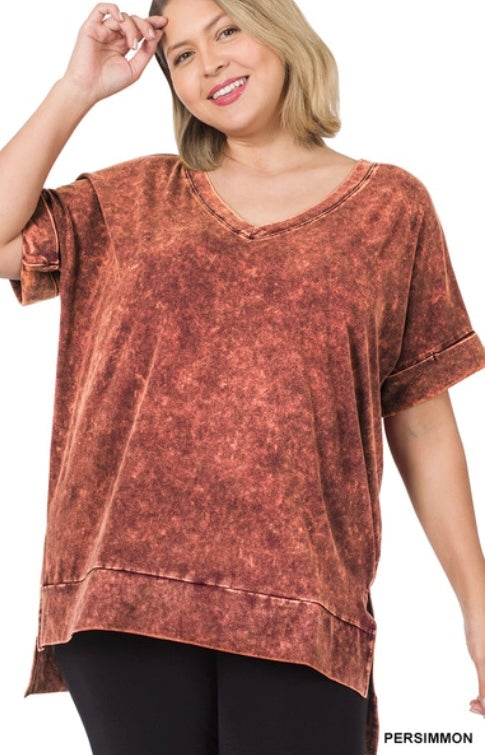 Mineral Wash V-Neck Shirt