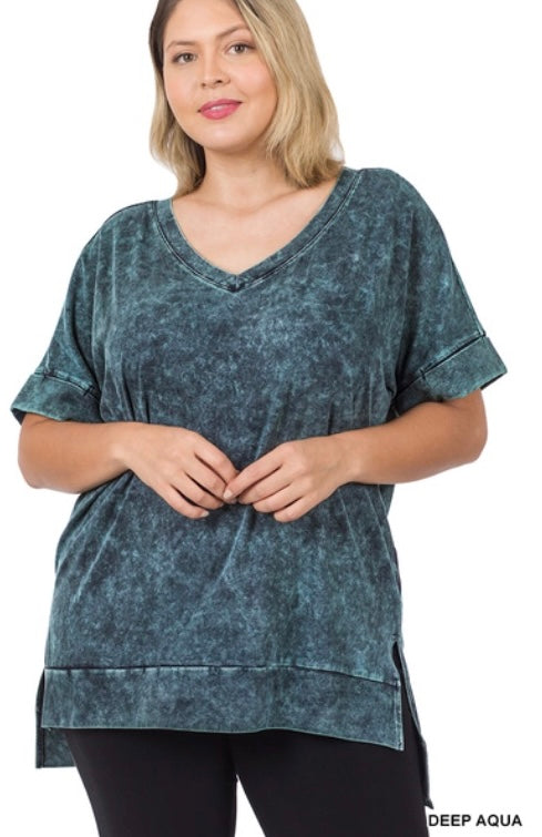 Mineral Wash V-Neck Shirt