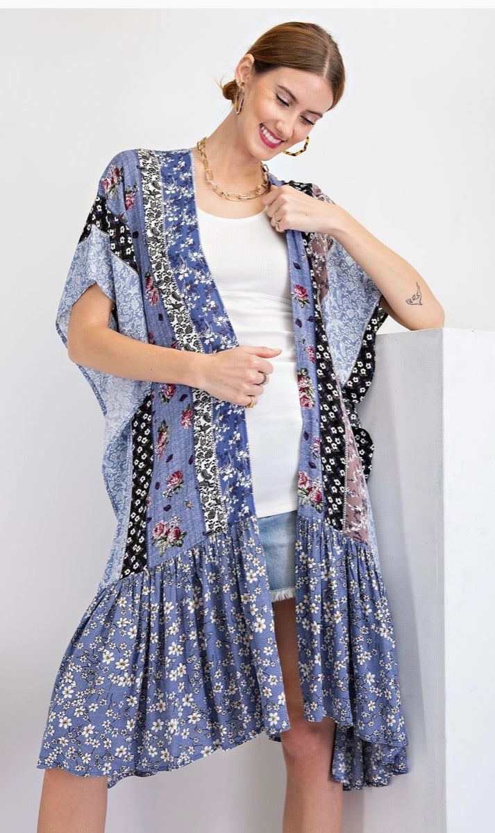 Blue Mix N Match Maxi Kimono