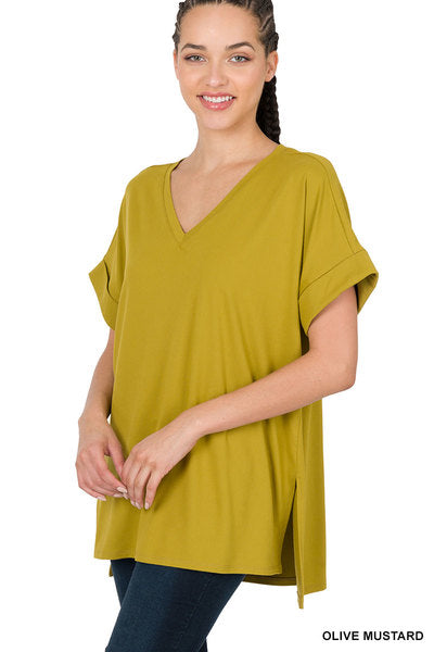 Rolled Sleeve Top