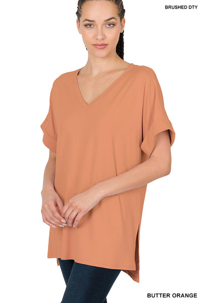 Rolled Sleeve Top