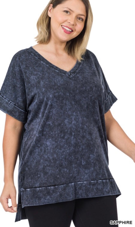 Mineral Wash V-Neck Shirt