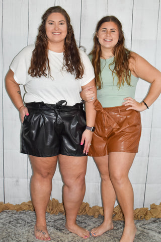 Faux leather shorts