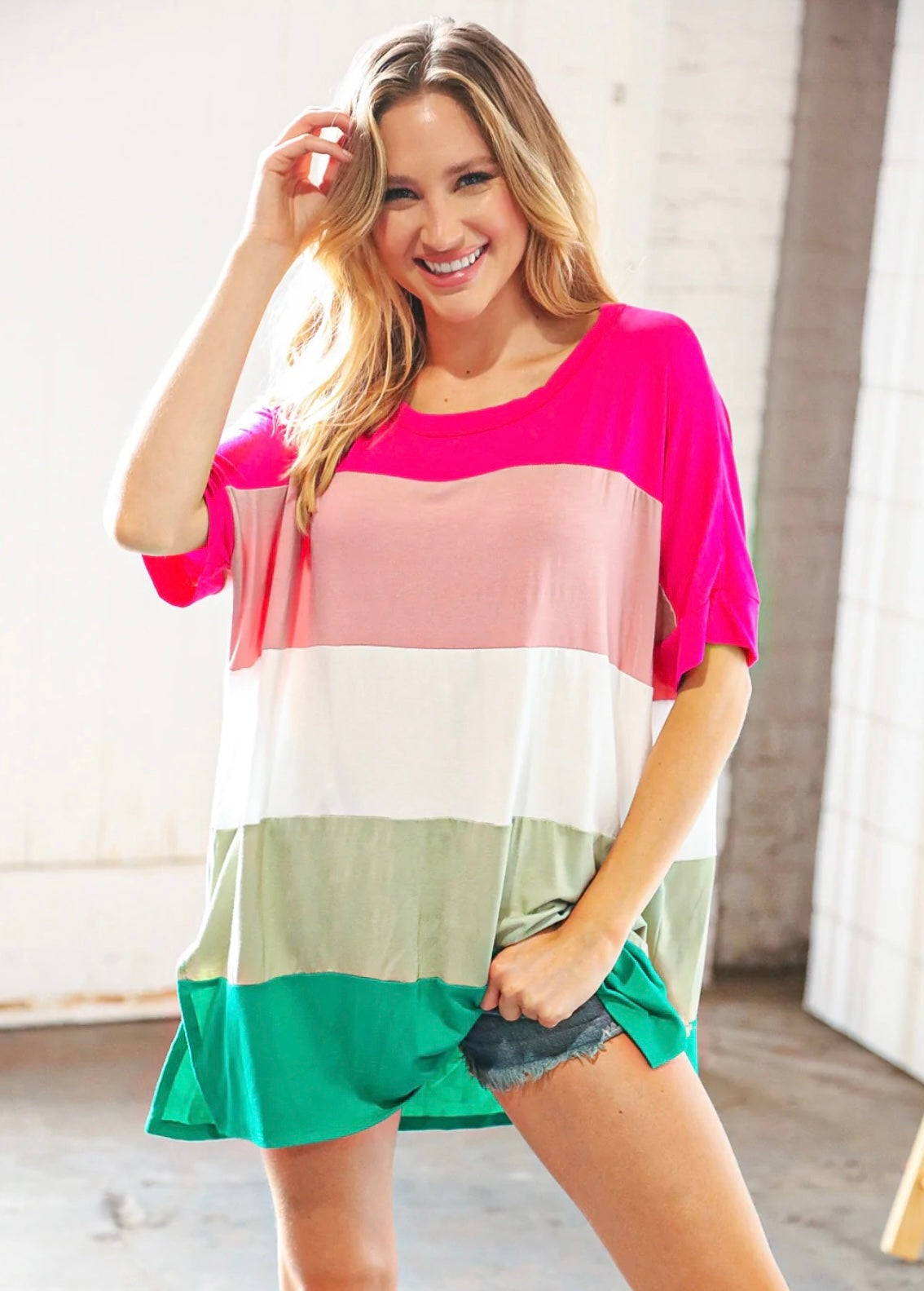Multi Color Block Top