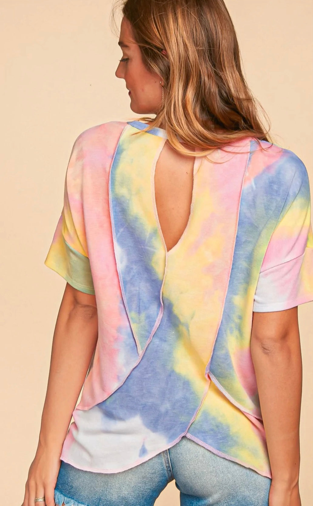 Blue, Yellow, & Pink Tie Dye Shirt