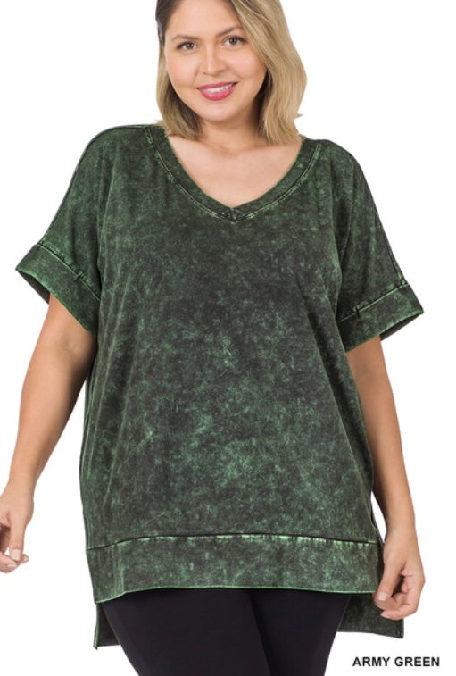 Mineral Wash V-Neck Shirt