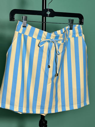 Sorrento Stripes Skort in blue and yellow vertical stripes