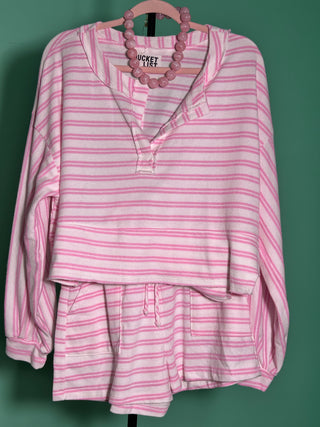 Pink stripes short set