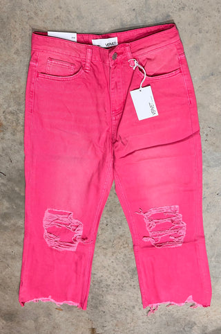 Leslie 90’s Vintage crop flare by Vervet 

colors: powder pink and hot pink 

100% cotton

Fit runs small with no stretch 