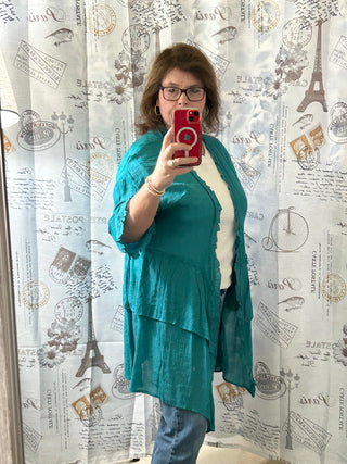 Double Ruffled Open Cardigan