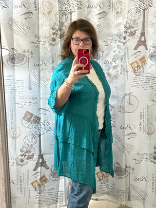 Double Ruffled Open Cardigan