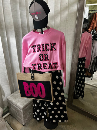 Trick or Treat Polka Dot Patch Pullover