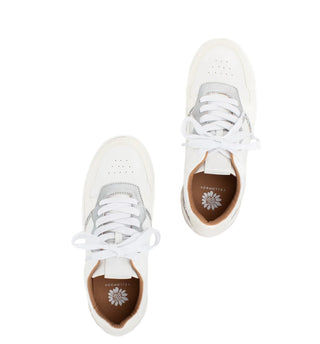 Low top white court sneaker by Yellow Box. 