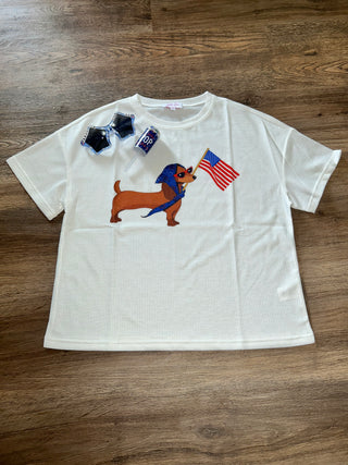 Patriotic Pup Waffle Tee