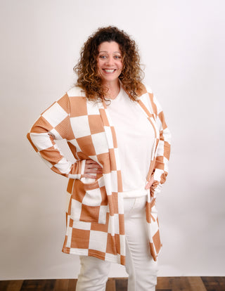 Checkered pattern cardigan