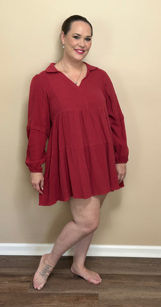 Cotton Gauze Tiered Dress