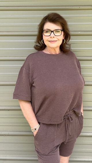 Corey Corded Rib tee and short set