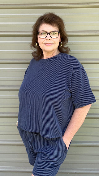 Corey Corded Rib tee and short set