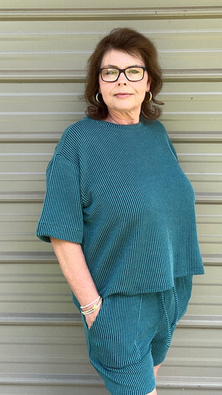 Corey Corded Rib tee and short set