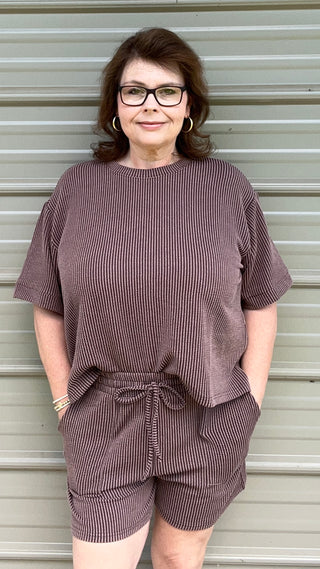 Corey Corded Rib tee and short set
