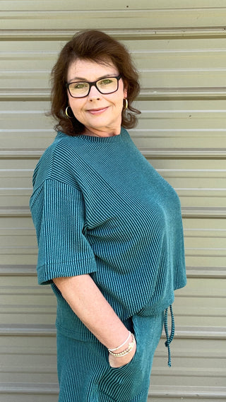 Corey Corded Rib tee and short set