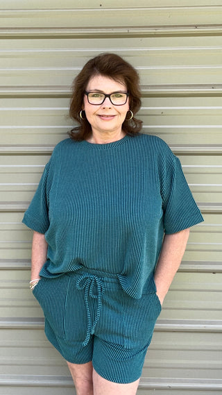 Corey Corded Rib tee and short set