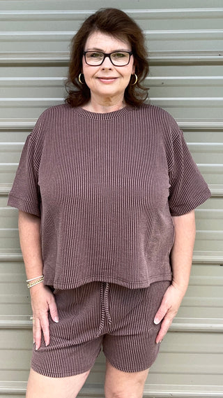 Corey Corded Rib tee and short set
