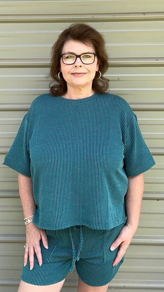 Corey Corded Rib tee and short set